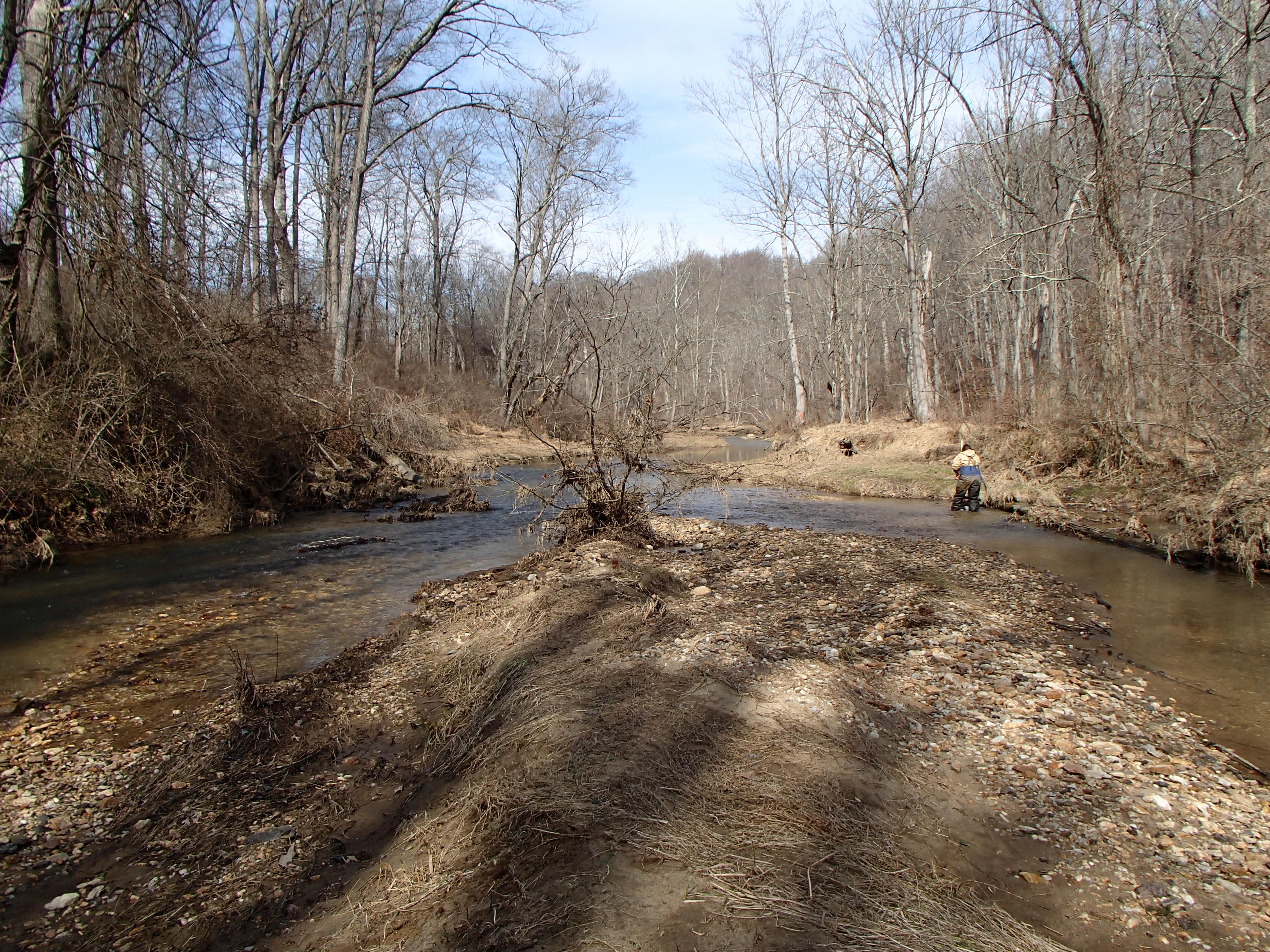 Field photo showing stream conditions at site SBPA-302-X-2016_midpoint looking upstream